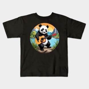 Landscape Panda Nature Guitar Kids T-Shirt